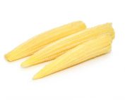 fresh baby corn on a white background.