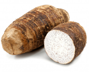 Malanga Coco, also known as Coco Yam, a root vegetable with brown skin and creamy flesh.