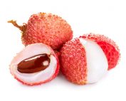 Order fresh lychee fruit. It has rough red skin; inside is a translucent white flesh. The flavor of the pulp is aromatic. The fruit, also known as litchi, is a good source of Vitamin B, Vitamin C, and potassium. The fruit is usually eaten fresh in recipes like sangria and other cocktails.